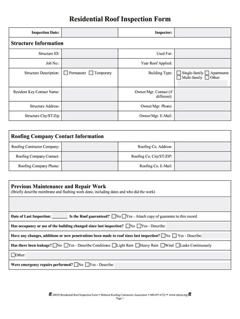 residential roof inspection report template